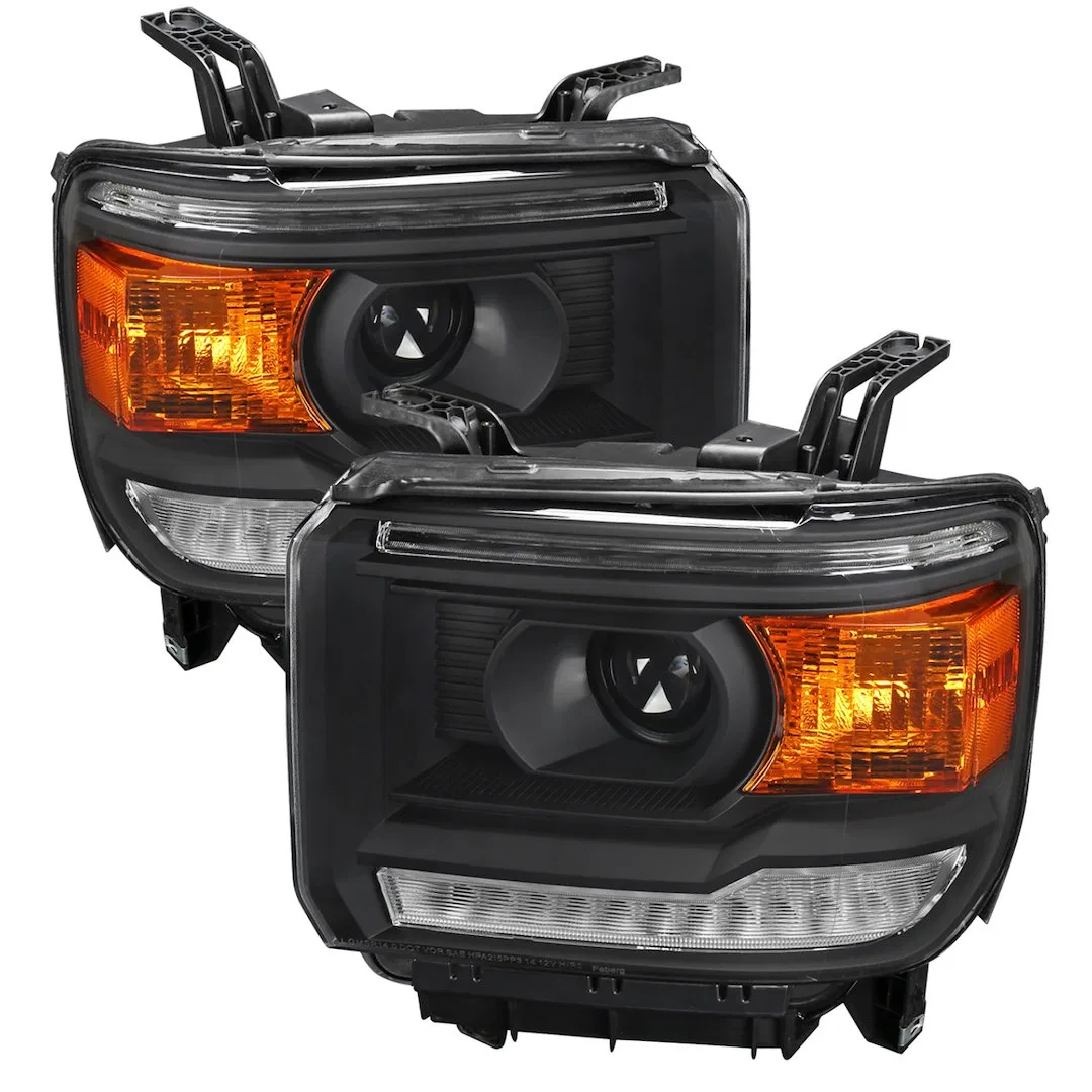 2LHP-SIE14JM-DRL-GO – SPEC-D TUNIN Headlight Assembly, Projector Headlights With LED Light Strip Clear Lens Matte Bla...